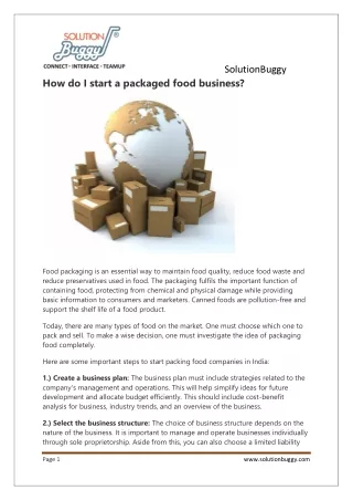 How do I start a packaged food business?