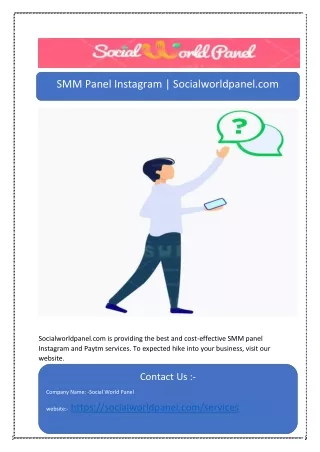 SMM Panel Instagram | Socialworldpanel.com