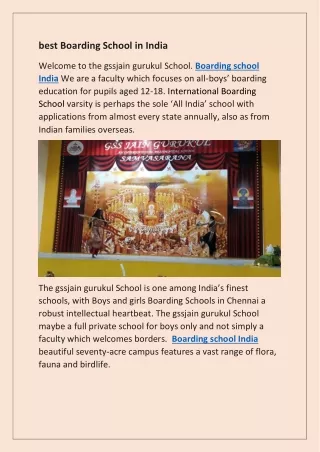 best Boarding School in India