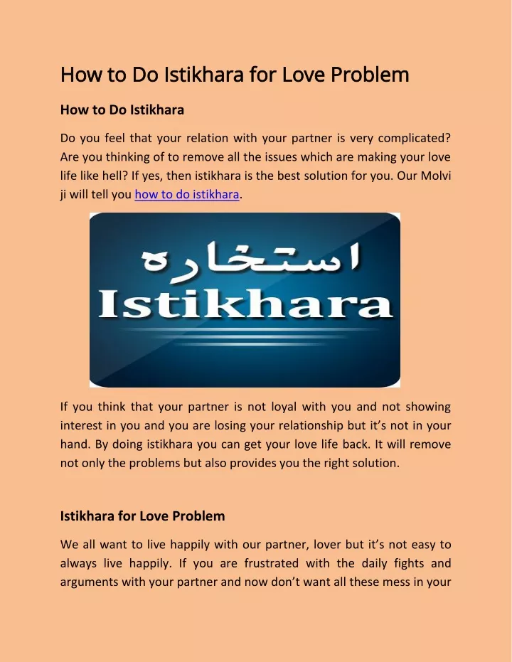 how to do istikhara for love problem