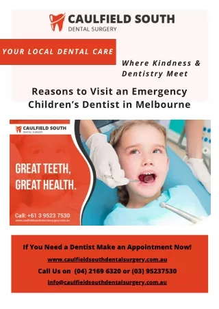 Reasons to Visit an Emergency Children’s Dentist in Melbourne