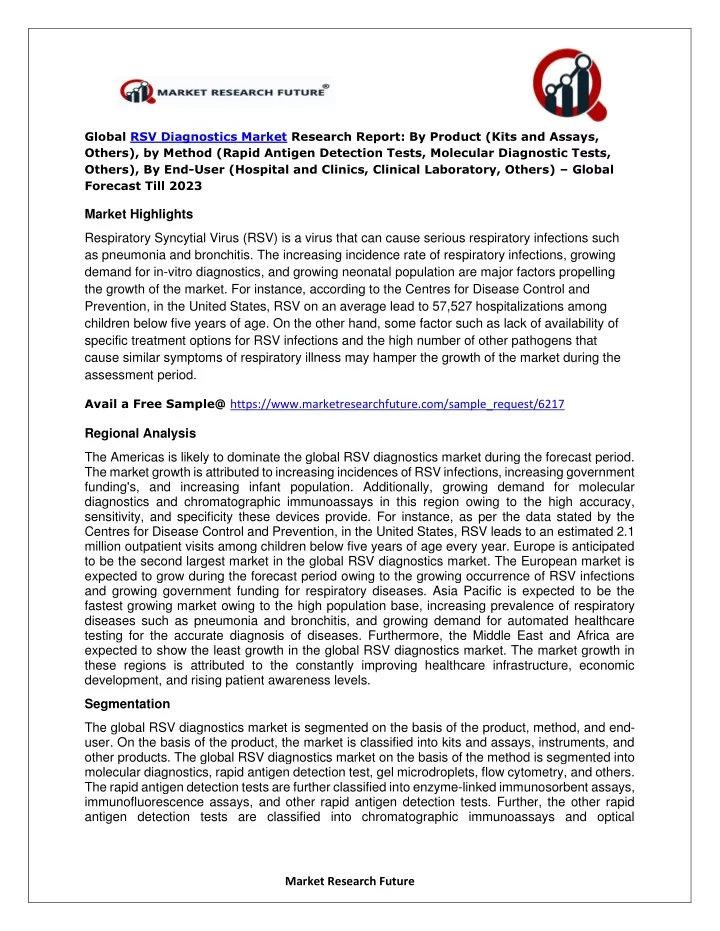 global rsv diagnostics market research report
