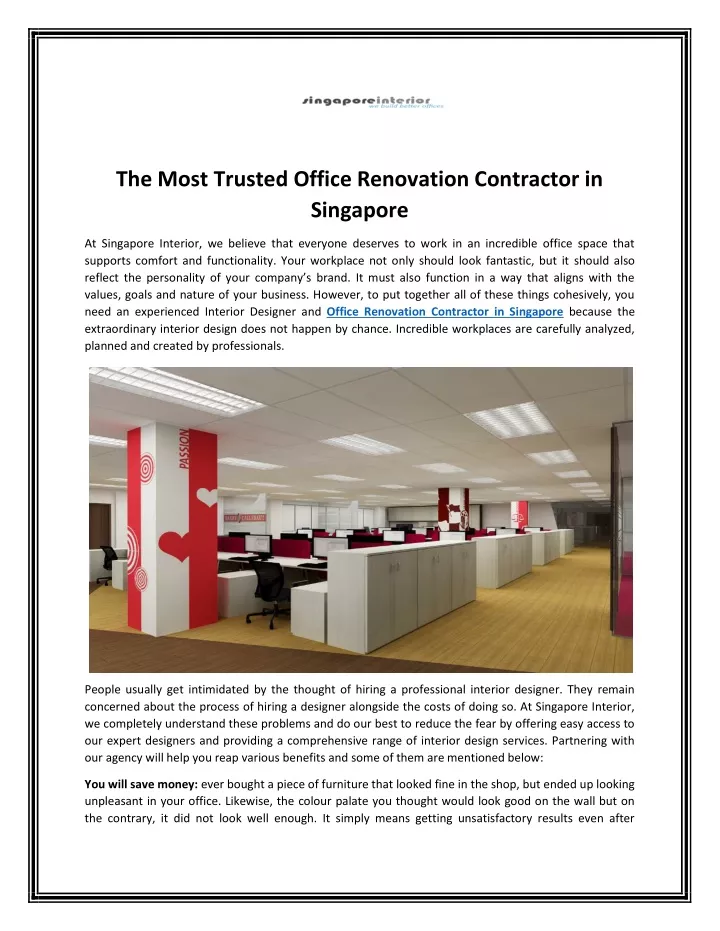the most trusted office renovation contractor