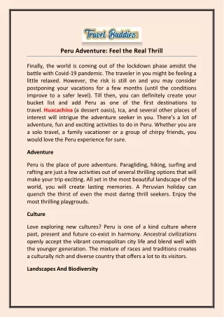 peru adventure feel the real thrill