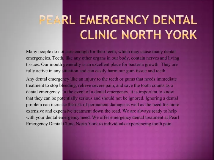 pearl emergency dental clinic north york