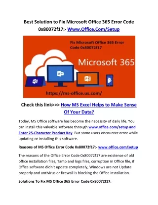 best solution to fix microsoft office 365 error