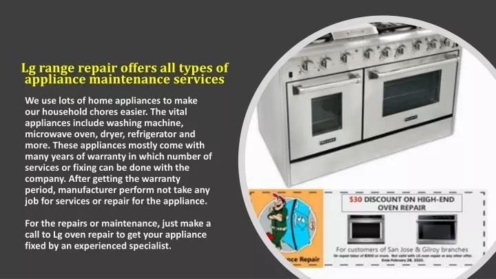 lg range repair offers all types of appliance maintenance services