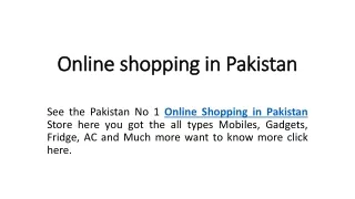 online shopping in Pakistan