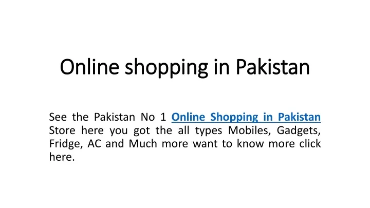 online shopping in pakistan