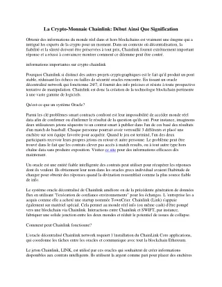 la crypto monnaie chainlink d but ainsi