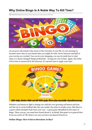 why online bingo is a noble way to kill time