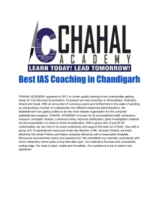 Best IAS Coaching in Chandigarh