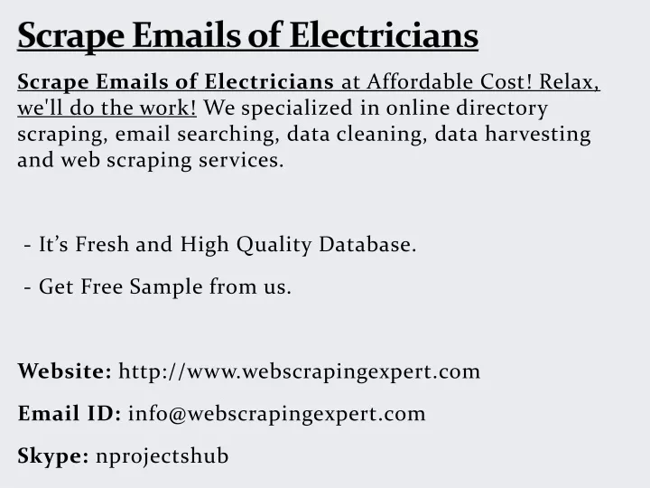 scrape emails of electricians