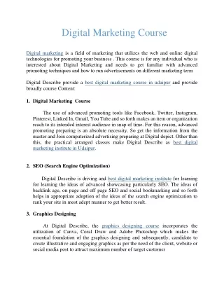 advance digital marketing course in udaipur