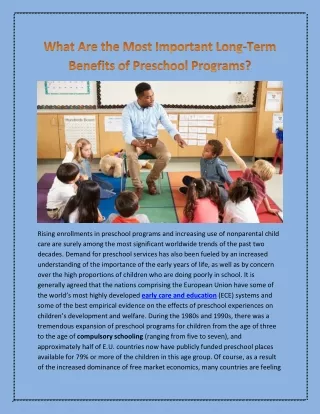 rising enrollments in preschool programs