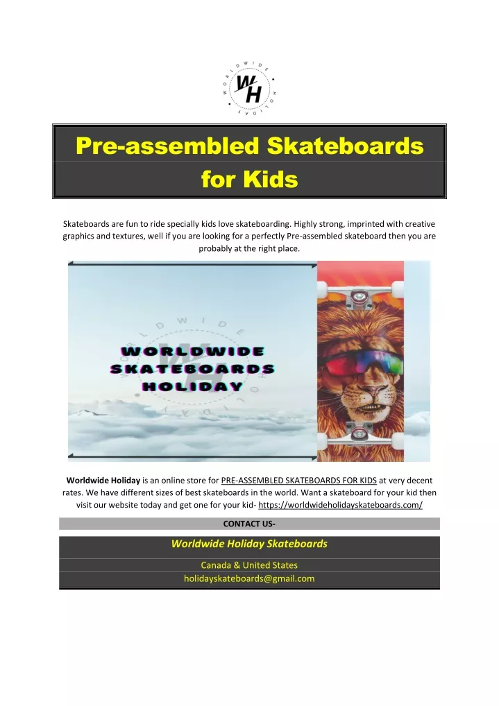 pre assembled skateboards for kids