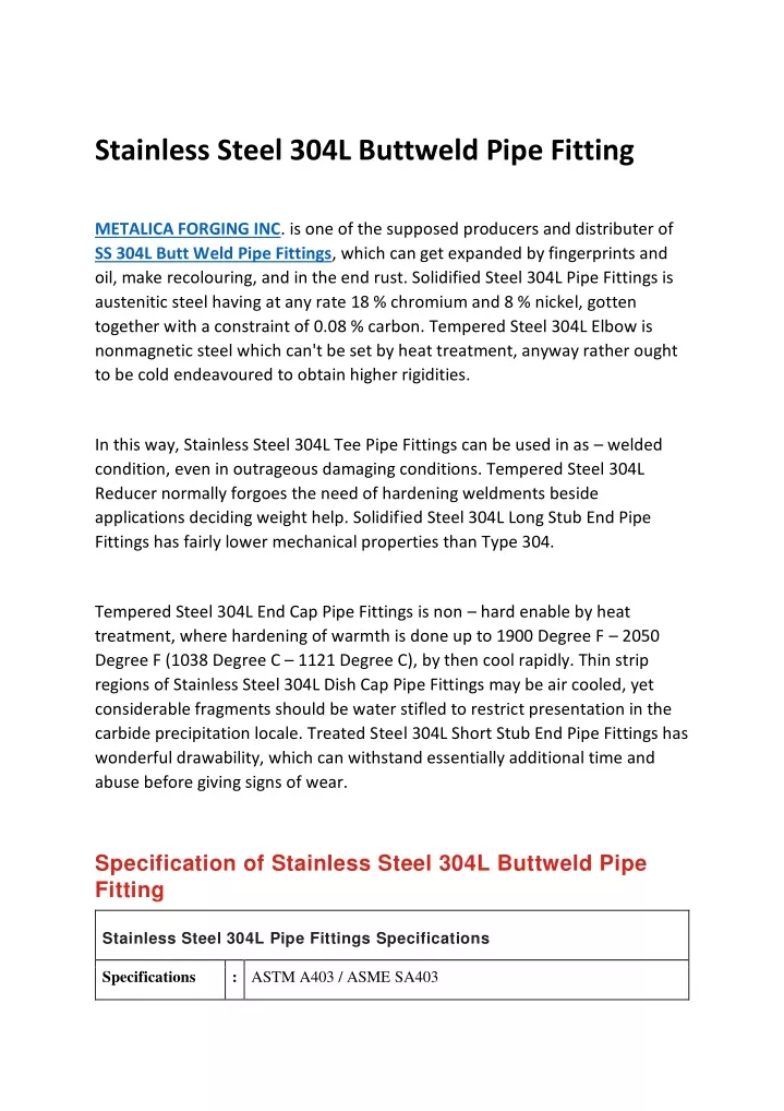 stainless steel 304l buttweld pipe fitting