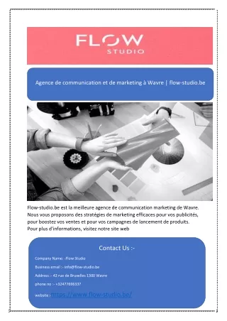 Agence de communication et de marketing à Wavre | flow-studio.be