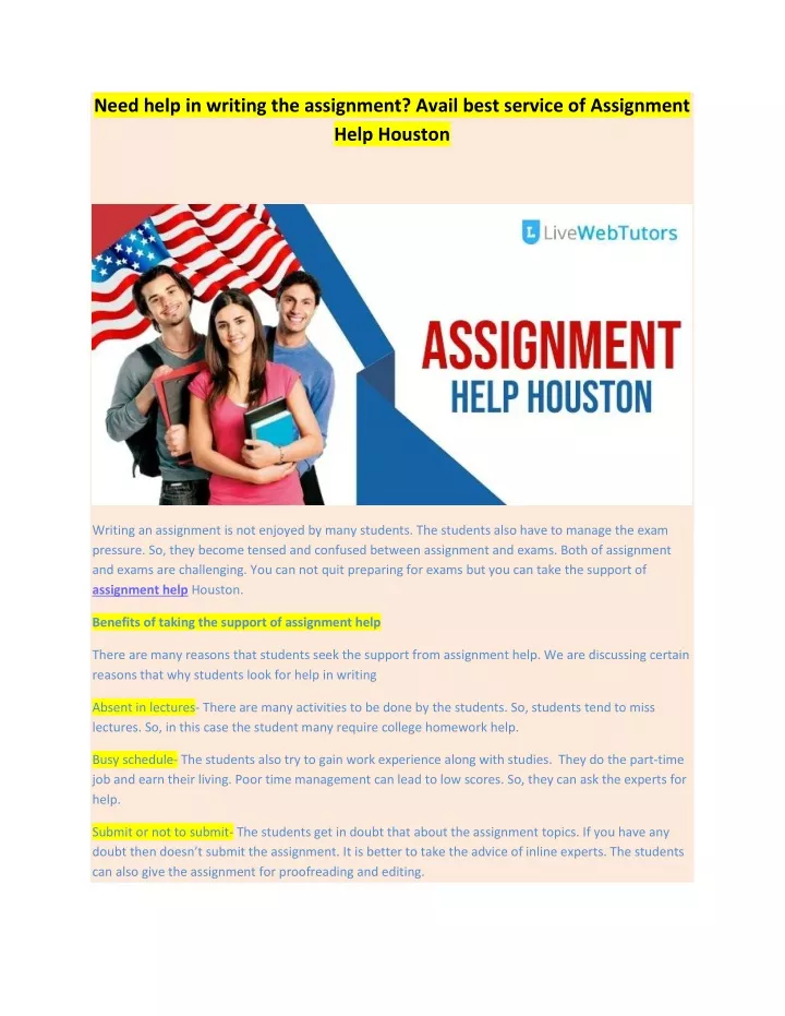 need help in writing the assignment avail best