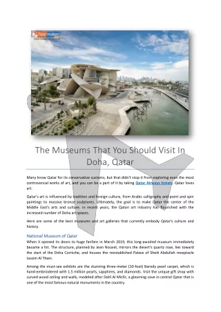 Visit Museums In Doha With Faremakers
