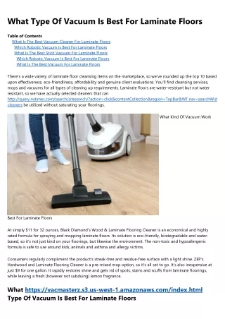 What Is The Best Stick Vacuum For Laminate Floors