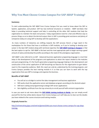 why you must choose croma campus for sap abap