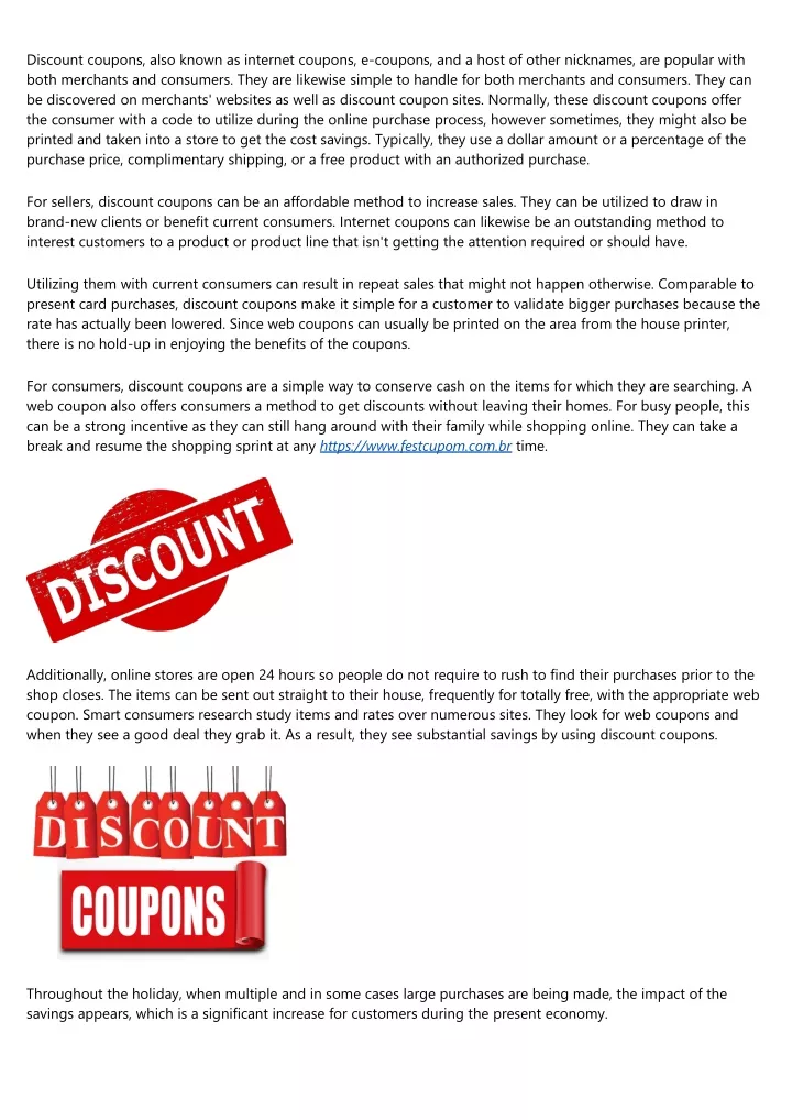 discount coupons also known as internet coupons