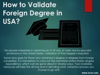 How to Validate Foreign Degree in USA | Credential Evaluations