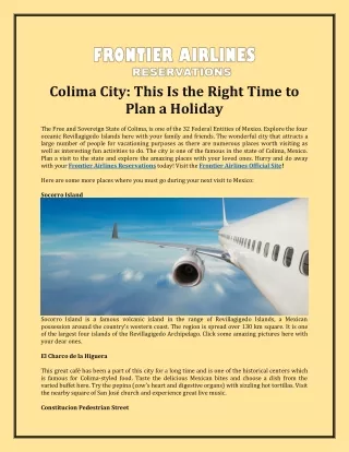 Colima City: This Is the Right Time to Plan a Holiday