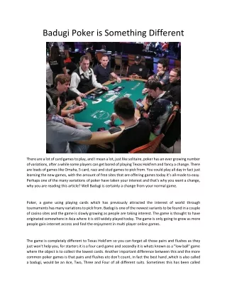 badugi poker is something different