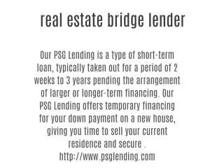 real estate bridge lender
