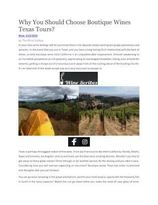 why you should choose boutique wines texas tours