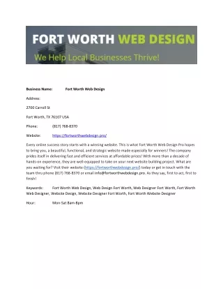 Fort Worth Web Design