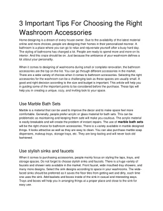 3 Important Tips For Choosing the Right Washroom Accessories