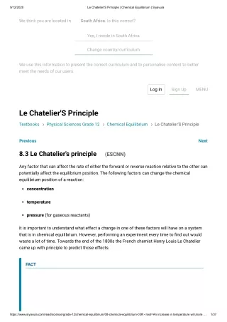 Le Chatelier'S Principle