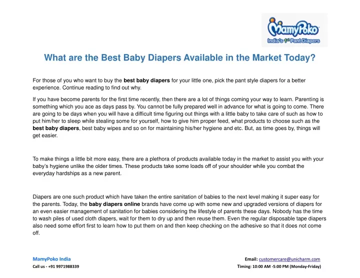 what are the best baby diapers available