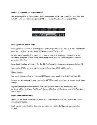 benefits of employing dell poweredge r330