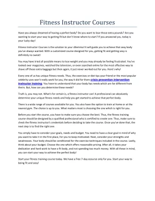 fitness instructor courses