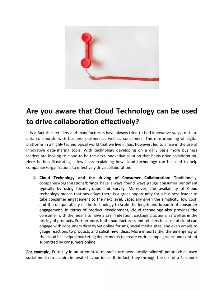 are you aware that cloud technology can be used