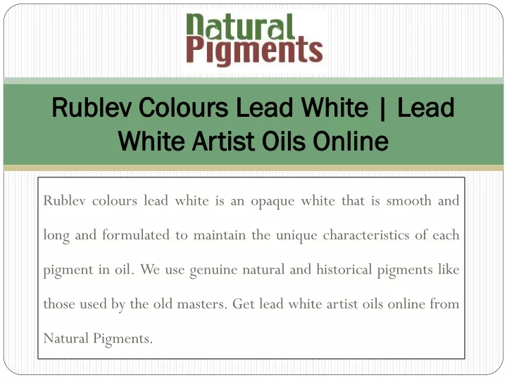 rublev colours lead white lead white artist oils online