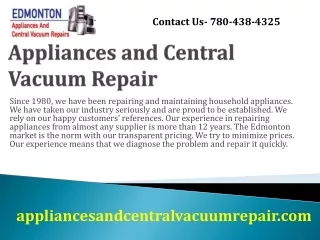 Appliances and Central Vacuum Repair in Edmonton