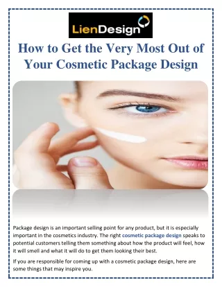 How to Get the Very Most Out of Your Cosmetic Package Design