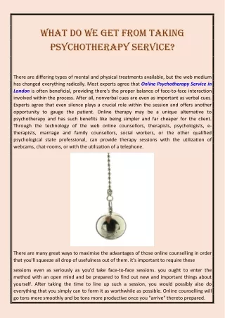What do we get from taking PSYCHOTHERAPY SERVICE?