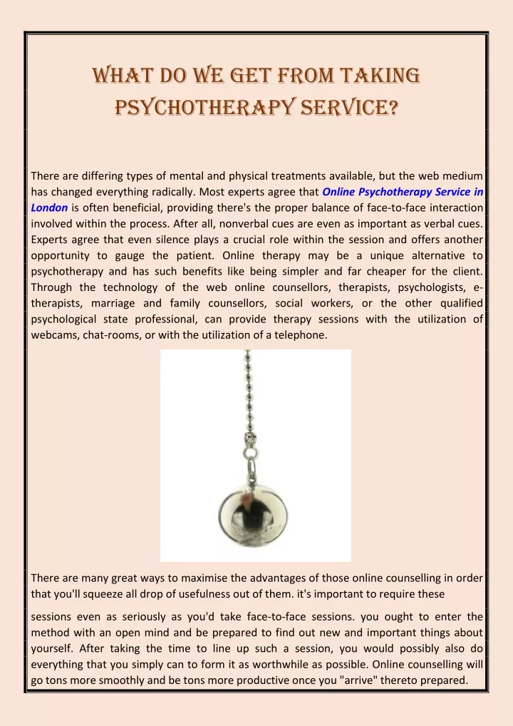 what do we get from taking psychotherapy service