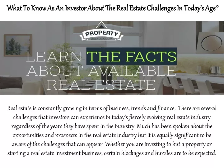 what to know as an investor about the real estate