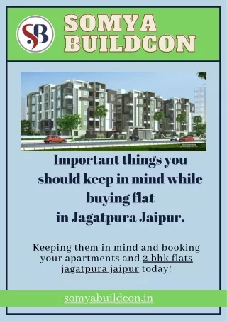 Important things you should keep in mind while buying flat in Jagatpura Jaipur