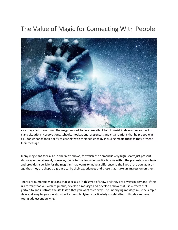 the value of magic for connecting with people