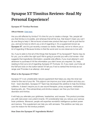 synapse xt tinnitus reviews read my personal