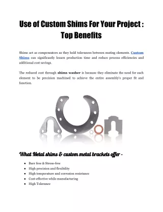 Use of Custom Shims For Your Project : Top Benefits