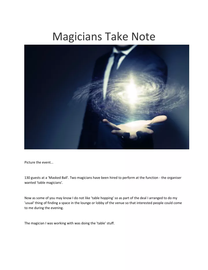 magicians take note